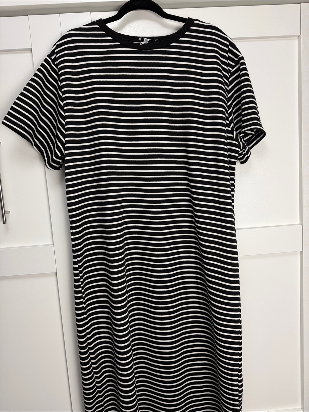 Polagram Black and White Striped T-Shirt Dress